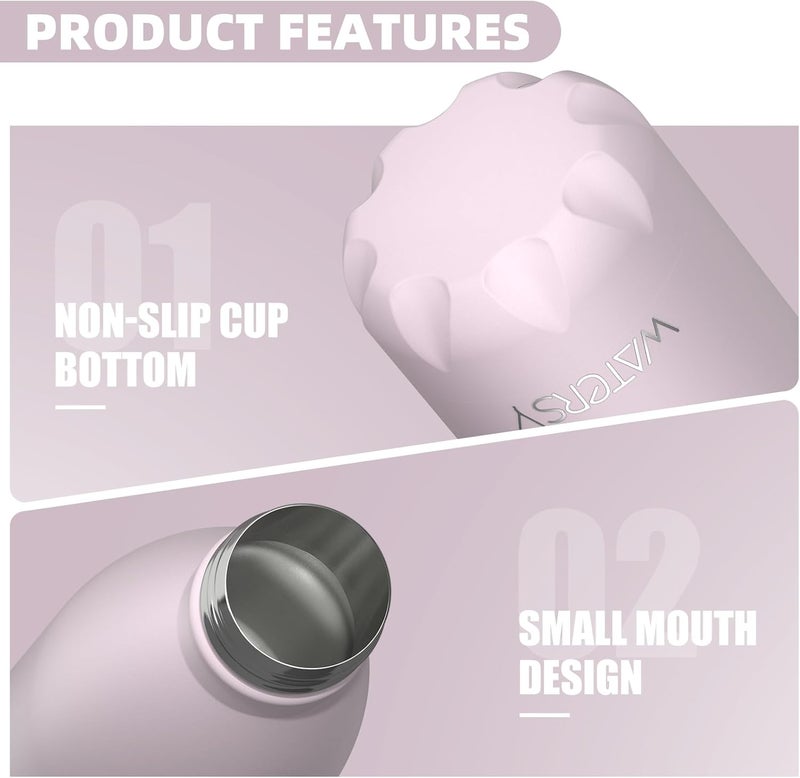 WATERSY Stainless Steel water bottles,17oz/500ml Insulated Water Bottles,Pink metal water bottle Keeps Drink Cold and Hot,BPA Free kids water bottles for School,Gym,Travel,Sports - Image 5